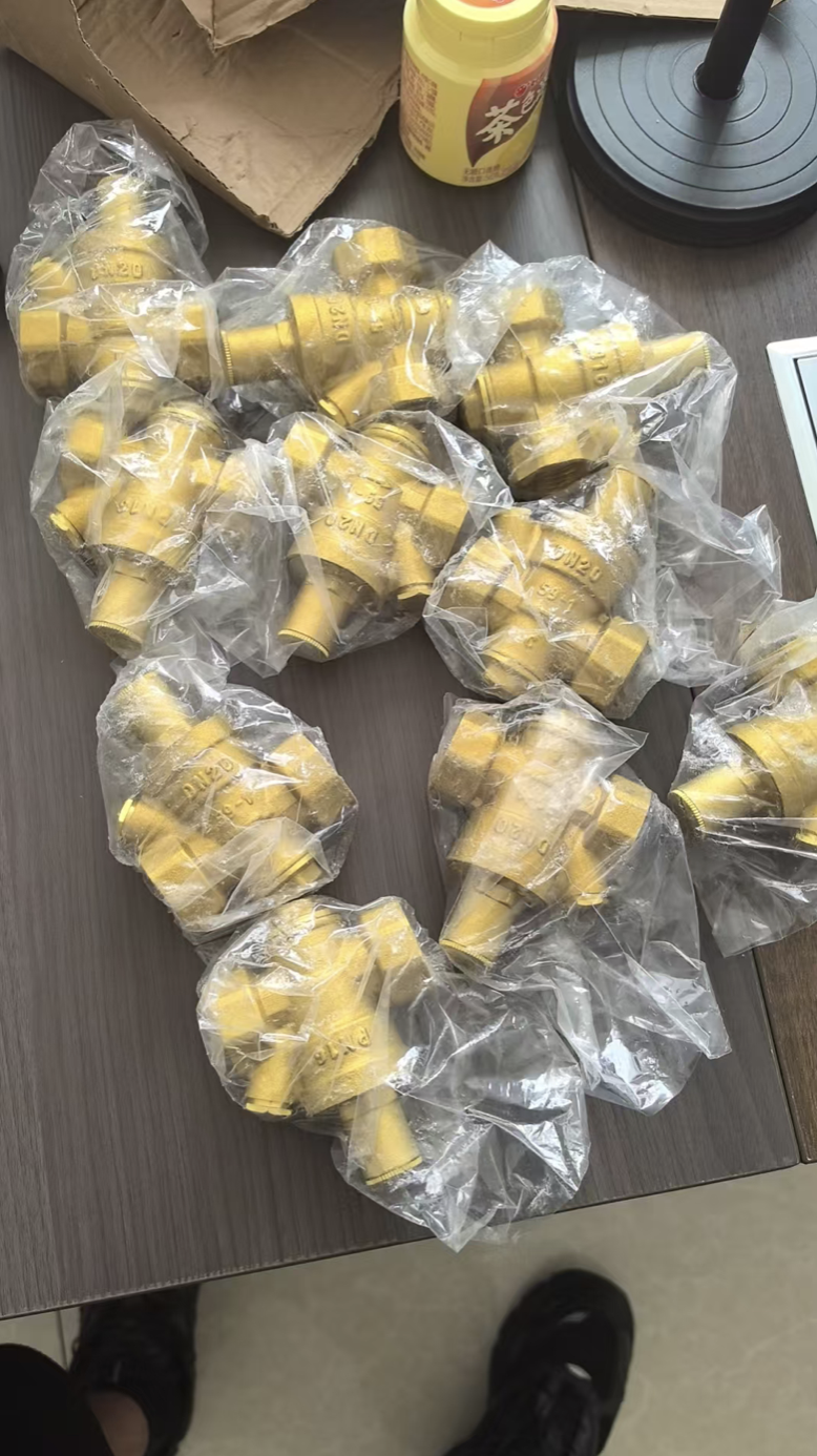Brass valves individually sealed in plastic bags for the Niva Labriz order