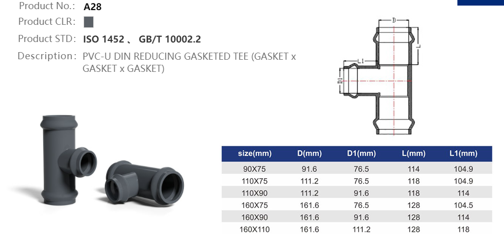 REDUCING GASKETED TEE