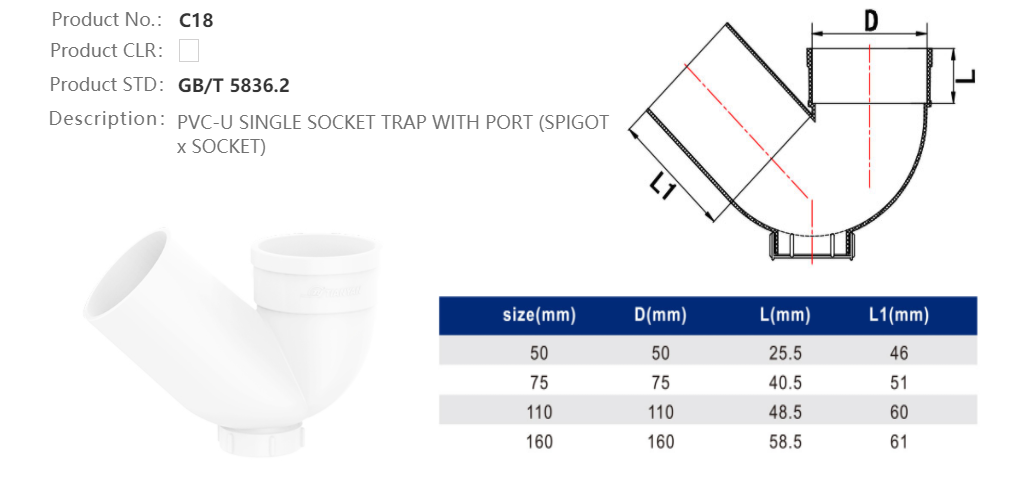SINGLE SOCKET TRAP WITH PORT (M/F)