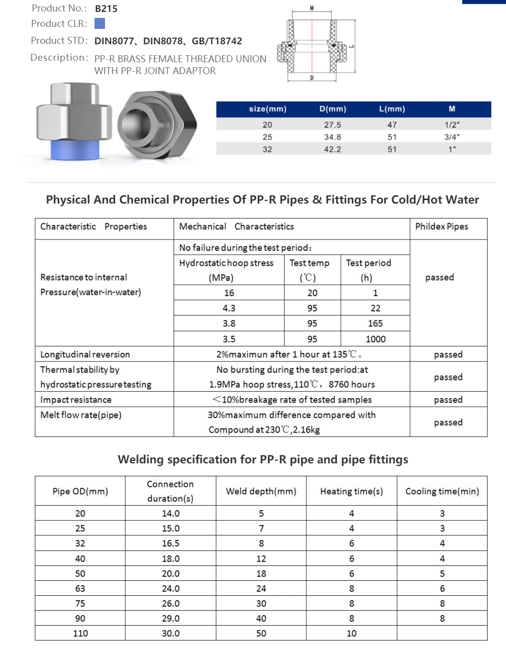 FEMALE UNION (BRASS)