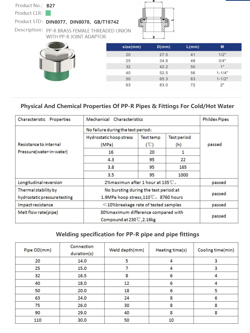FEMALE UNION (BRASS)