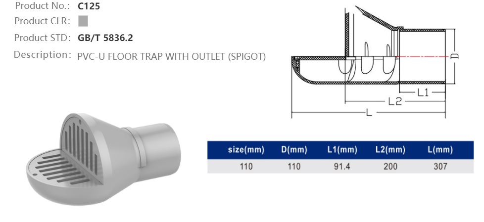 FLOOR TRAP WITH OUTLET (M)