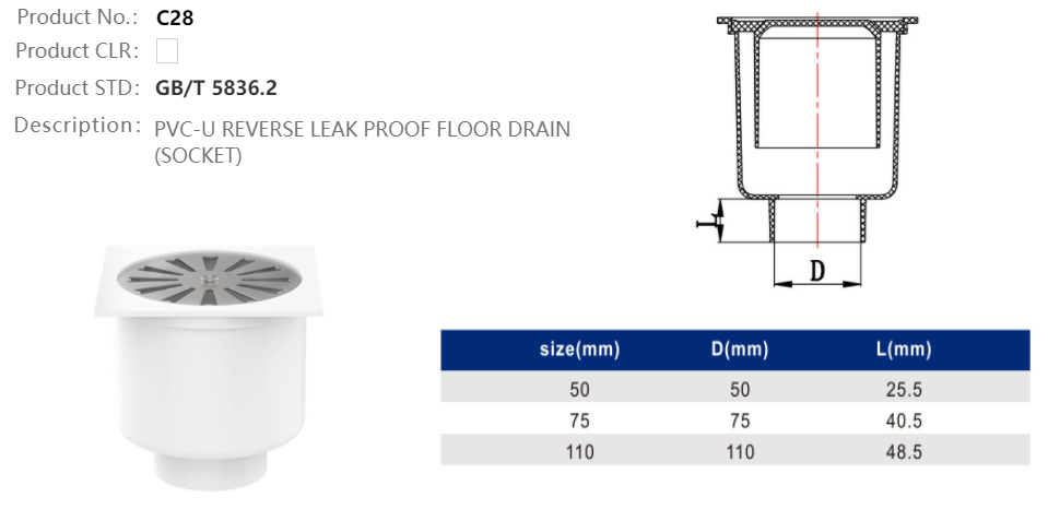 REVERSE LEAK PROOF FLOOR DRAIN(F)