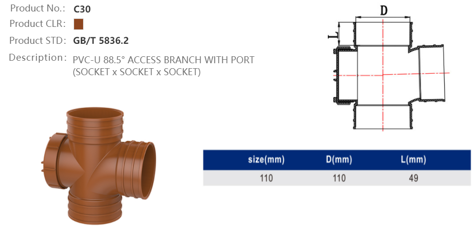 TEE WITH PORT (F/F/F)