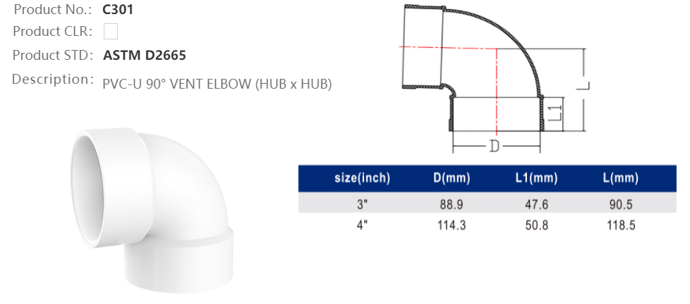 90 DEG VENT ELBOW (H/H)