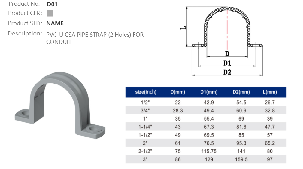 PIPE STRAP (2 Holes)