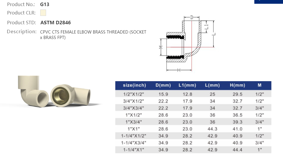 FEMALE ELBOW (BRASS) A