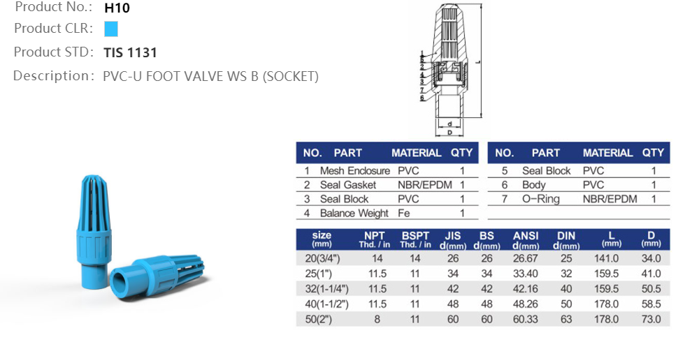 FOOT VALVE (SOCKET)