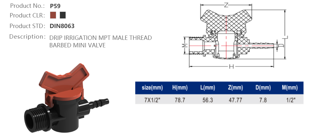 MINI VALVE (MALE /BARB)