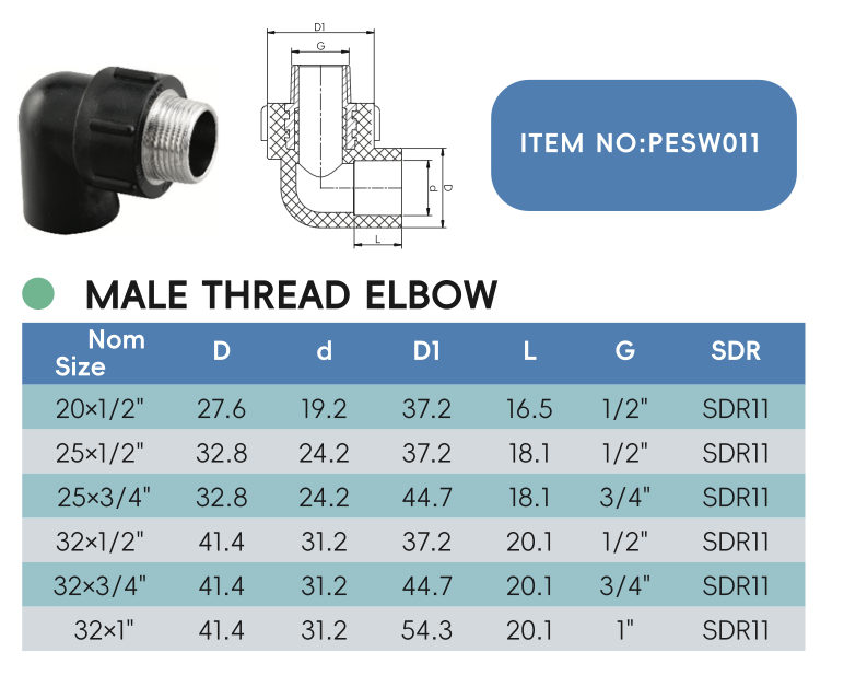MALE THREAD ELBOW